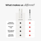 Comparison chart of 'Lash Ease' product versus 'Others' with checkboxes indicating features.