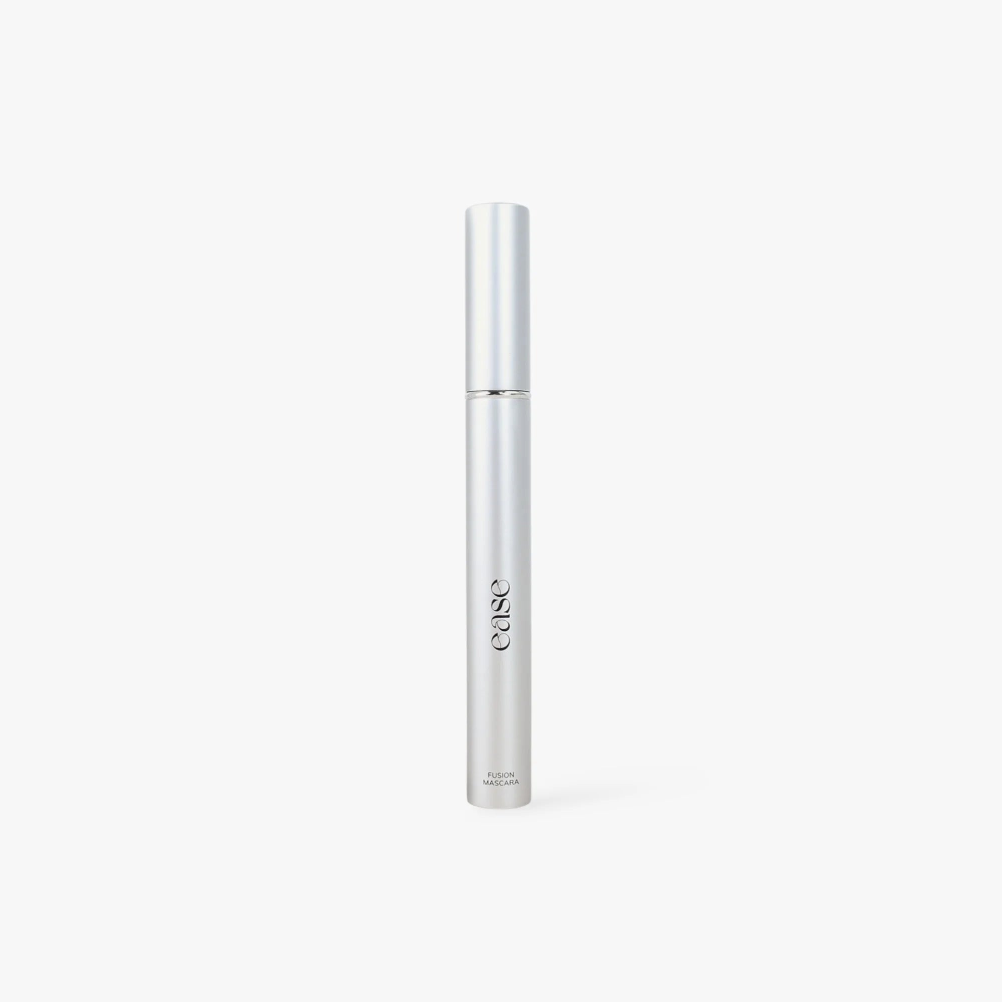 Silver eyelash serum bottle on a white background