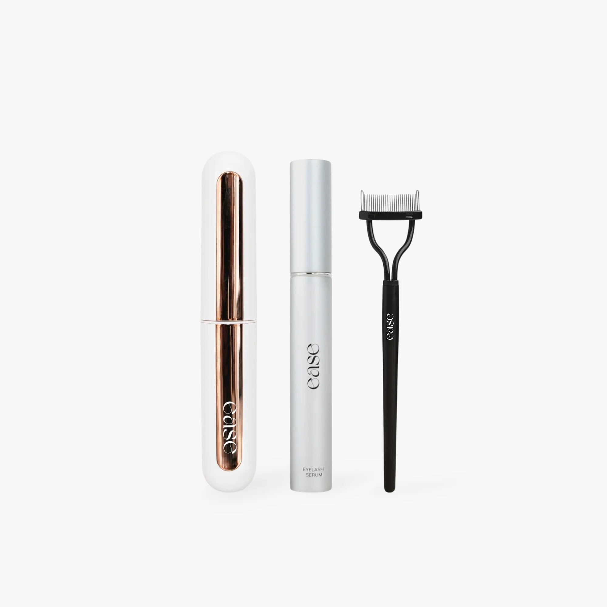 Ease bundle with heated curler, lash separator, and eyelash serum